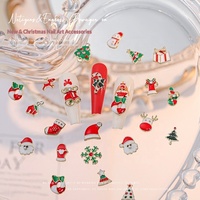Paso Sico Décorations d'ongles de Noël mignonnes en alliage, style goutte d'huile, clochette, renne, sapin, accessoires pour ongles, boîte de pièces DIY