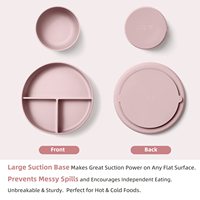Assiette à collation ronde en silicone de qualité alimentaire pour bébé et tout-petit, avec compartiments séparés pour les repas et les collations des enfants