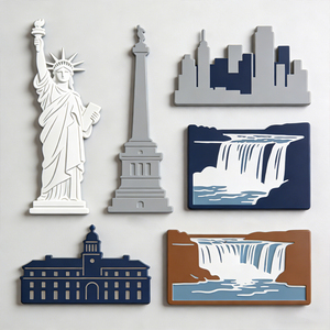 แม่เหล็กติดตู้เย็นรูปสถานที่สำคัญของอเมริกาแบบ 3 มิติ รูปปั้นเทพีเสรีภาพ อนุสาวรีย์วอชิงตัน ทำจากโลหะผสมสังกะสีเคลือบแข็ง - Product Image 1