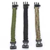 Bracelet multifonctionnel en paracorde tressée à sept brins pour survie en extérieur, urgence, aventure en milieu sauvage, noir