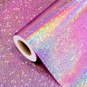 Wholesale Custom Original Pink Laser Metallic Holographic Iridescent Star Gift <b>Wrapping</b> <b>Paper</b> for Birthday Gift Packaging - Product Image 2
