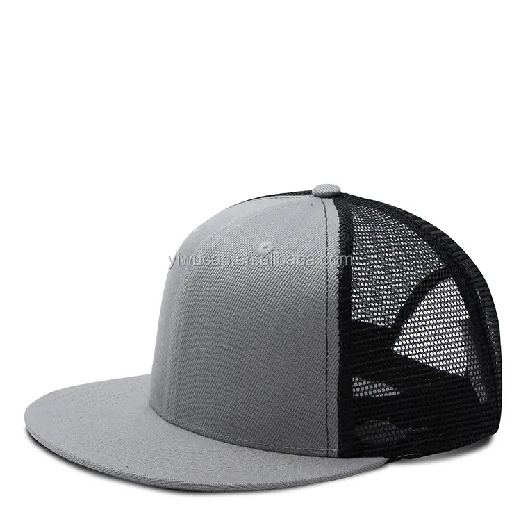 Vente en gros Casquette Snapback personnalisée Broderie vierge Logo Flat Bill Casquettes de camionneur Snapback en maille