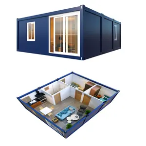 Casa contenedor modular Popular de 20 pies, casas contenedor móvil de 2 dormitorios respetuosas con el medio ambiente a la venta