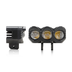 Phare de moto Qideguan à trois lentilles, 12V LED, lumière double couleur blanc-jaune, type hibou, faisceau longue portée externe - Product Image 2