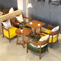 Ensemble table et chaises de restaurant en bois massif moderne, canapé décontracté, mobilier de café, table basse et chaises