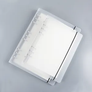 PP Transparent Cover 6ring Loose-leaf Binder A5 B5 A6 Binder Organizer with Elastic Band