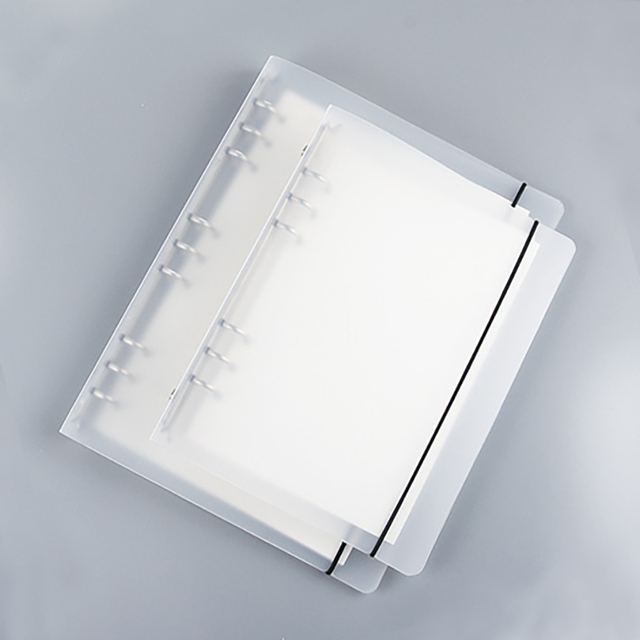 PP Transparent Cover 6ring Loose-leaf Binder A5 B5 A6 Binder Organizer with Elastic Band