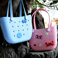 Sac de plage carré pour femme, imperméable, léger, tendance et polyvalent en EVA, idéal pour les vacances en bord de mer, sac à main de couleur unie