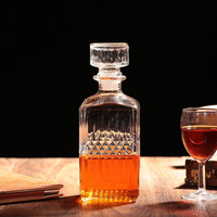 Bouteille en verre personnalisée pour whisky, vin rouge et spiritueux, avec verseur, 250 ml, 500 ml, 800 ml