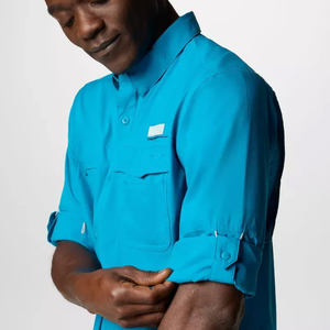 Polo boutonné en micro-polyester Fly, de haute qualité, en nylon uni, dos ouvert, chemise de pêche personnalisée avec impression sur mesure. - Product Image 6