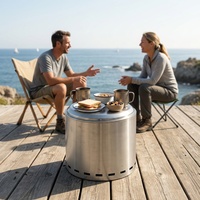 Couvercle de foyer Jocreek de 15 pouces en acier inoxydable 304 pour brûleur à bois, camping et terrasse - Aucun assemblage requis