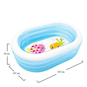 Piscina Gonfiabile 163x107x46 Cm in PVC per Bambini con 3 Anelli Gonfiabili Rettangolare - Product Image 2
