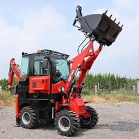 MR15-10 Mini Backhoe Loader 42KW Diesel Wheel Loader Bucket Depan Kapasitas 0.45CBM 3500kg Peralatan Konstruksi