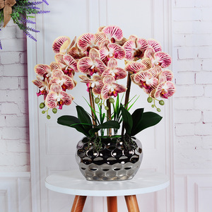 Orchidea artificiale di grandi dimensioni con vaso per decorazioni per la festa della mamma Fiori di lusso fatto a mano - Product Image 6