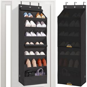 Over The Door <b>Shoe</b> Organizer 8 Pockets Dustproof Hanging <b>Storage</b> For <b>Shoes</b> Behind Doors On Walls Black Polyester - Product Image 1