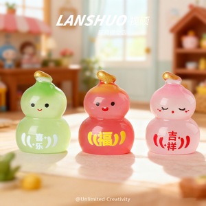 Porte-clés en résine créatif DIY Rainbow Candy, motif gourde de dessin animé, ornement de bureau aux couleurs lumineuses, décoration artistique pour la maison - Product Image 3