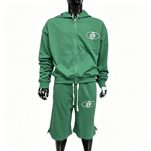 Custom Logo Puff Print Streetwear Clothing Sweat Pants Hoodie 2 Pcs Set Tracksuits Jogging Suits Tracksuit for <b>Men</b> - Product Image 1