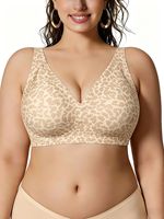 Soutiens-gorge sans couture à imprimé léopard pour sports intensifs, soutiens-gorge push-up grande taille, soutien-gorge sans armatures pour femmes à forte poitrine, respirant, vente en gros