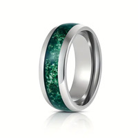Bague de fiançailles créative en tungstène noir, motif galaxie, bleu sous-marin, mousse verte, silicone poli