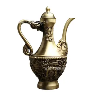 Brass Dragon Phoenix Wine Pot Home Table Copper Arts And Crafts Decoration Banquet Wedding Bronze