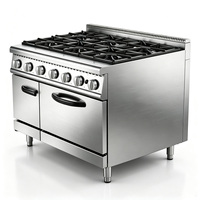 Cuisinière à gaz commerciale de haute qualité en acier inoxydable à 6 brûleurs avec four à gaz pour restaurants, cuisines de restauration