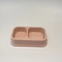 Bol double en plastique pour animaux de compagnie, pour chats et chiens, bol à eau et à nourriture à double usage, design anti-fuite, matériau PP durable, simple pour les petits animaux