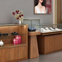 Vitrine Commerciale en Bois pour Bijoux, Vitrine de Comptoir en Verre Transparent pour Ornements en Jade, Couleur Naturelle, Vente en Gros