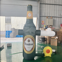 Danseur d'air de main de vague de bouteille de bière verte gonflable personnalisée pour les clients bienvenus
