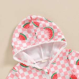 Traje de Baño con Capucha y Cremallera para Niñas, Traje de Baño de Manga Corta con Estampado Floral para Niñas, Traje de Baño para Playa y Piscina - Product Image 2