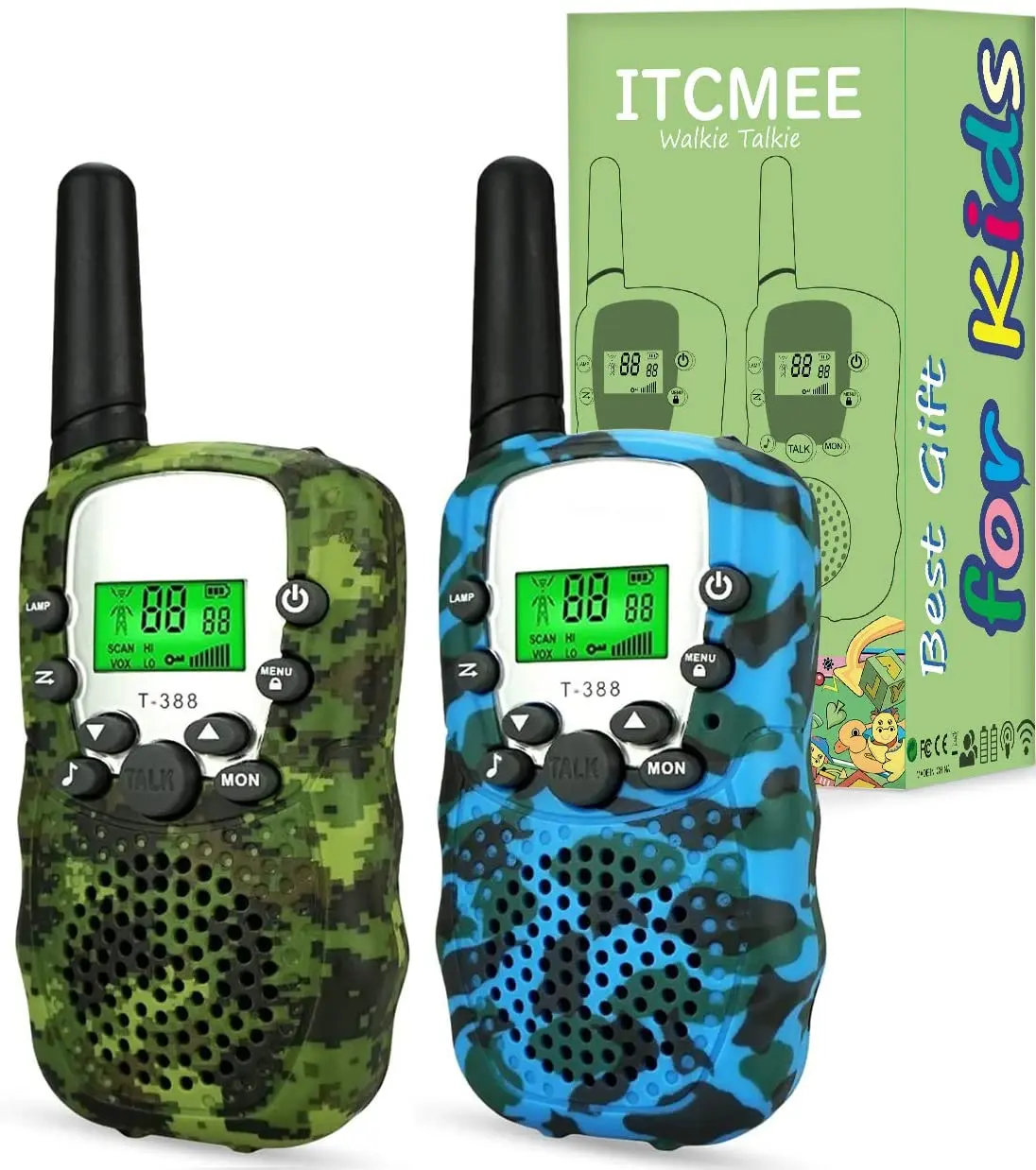Talkies-walkies pour Enfants, Mise À Niveau de Camouflage 22 Canaux 2 Façon Dont Les Enfants Talkie Walkie Jouets Cadeau pour le Festival D'anniversaire Camping