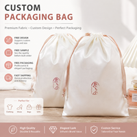 Sac à cordon en satin de soie personnalisé de luxe avec logo, pochette à bijoux brillante en satin avec ruban pour emballage cadeau d'extensions capillaires et de produits de beauté