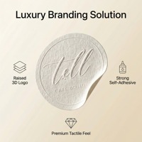 Impression personnalisée, logo 3D, cercle en relief, papier d'emballage texturé mat, étiquette adhésive, cosmétiques, boîte cadeau, autocollants de scellage