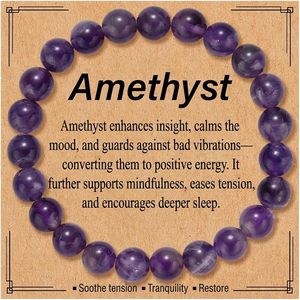 Bracelet en perles d'améthyste violette, bracelet en pierre de guérison Chakra Reiki, soulagement du stress, apaisement de l'humeur, bijoux en cristal spirituel, cadeau pour femme - Product Image 1