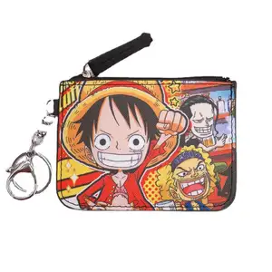 Çocuk karikatür sevimli anime cüzdan tek parça baskı anahtarlık kolye ile bozuk para cüzdanı öğrenci PU deri kartlık