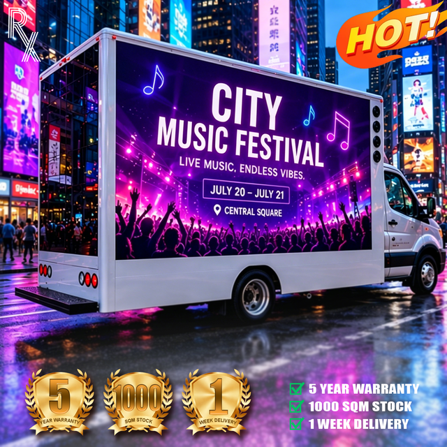 RX IP65 Mobile Stage LED Display Truck Van 4K HDR10+ P5/P8/P10 Pixel Outdoor Billboard Advertising 5-Year Warranty