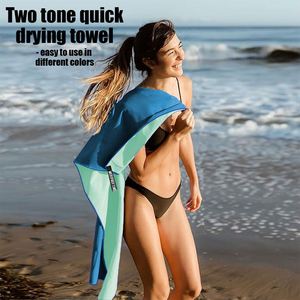 Ensemble de serviettes en polyester tissé bicolore, résistantes au sable, pour la plage et à séchage rapide, pour la salle de sport |   Personnalisation de la marque disponible - Product Image 4