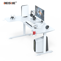 Bureau d'ordinateur de poste de travail en forme de L d'angle contemporain avec des paramètres de mémoire programmables pour un réglage facile