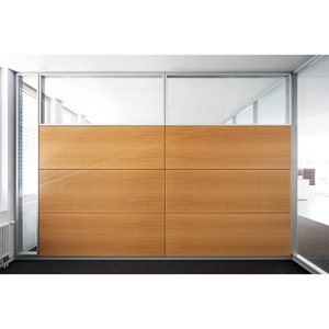 สำนักงานแบบครึ่งกระจกพร้อมฉากกั้นไม้ โต๊ะทำงานสำนักงานพร้อมฉากกั้นกระจก ฉากกั้นสำนักงานไม้และกระจก - Product Image 4