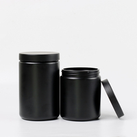 Pots cosmétiques en plastique noir mat vides 300-800 ml, contenants HDPE avec couvercles pour emballage de soins de la peau