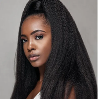 Perruque Lace Front HD Transparente 13x4 Pas Chère, Cheveux Humains Brésiliens Vierges Kinky Straight 360 Yaki Sans Colle, Perruque Complète en Dentelle