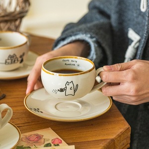 Tasses et Assiettes Quotidiennes Adorables pour Chatons, Tasses à Café Créatives en Céramique pour la Maison, Assiettes, Tasses à Thé à Motifs Floraux, Tasses à Eau, Tasses à Latte Art à Motifs de Dessins Animés - Product Image 3