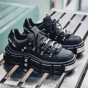 Zhenyue Foot Chunky Sneakers, chaussures décontractées pour hommes, semelle en caoutchouc épaisse, détail métallique, talon plat confortable, US 7 8 9 10 - Product Image 3
