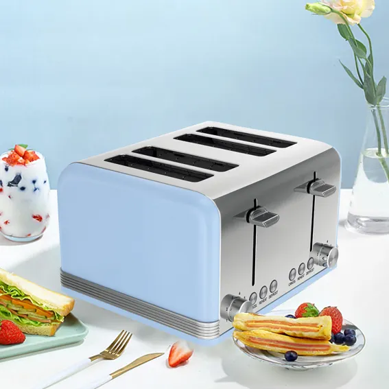 Автоматический выдвижной тостер на 4 ломтика с хромированным дизайном для кухни, тостер для завтрака из нержавеющей стали, Электрический тостер для хлеба