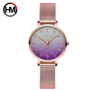 HANNAH MARTIN1323 Magnifique Montre à Quartz pour Femme ODM, Bracelet en Acier Maillé, Résistante à l'Eau, Simple et Tendance, Fournisseur - Product Image 5