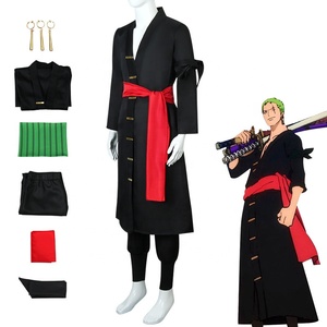 <span class=keywords><strong>Roronoa</strong></span> <span class=keywords><strong>Zoro</strong></span> <span class=keywords><strong>Cosplay</strong></span> disfraz niños serie completa abrigo verde cinturón pantalones cabeza bufanda peluca pendientes personaje japonés Halloween - Product Image 2