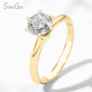 Anillo de Diamante Cultivado en Laboratorio de Oro Sólido de 10K con Diamante Solitario de 6 Puntas de Corte Redondo de 0.5ct 1ct - Product Image 2