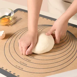 Food Safe Anti-slip Pastry Placemat Heat Resistance Kneading Mat 24.8 Inch Brown Silicone Glass Fiber Oven Baking Mat
