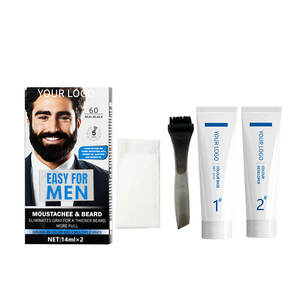 Joynna Oem personnaliser la couleur des cheveux shampooing 14ml * 2 naturel permanent noir cheveux teinture shampooing pour hommes cheveux et barbe coloration colorant - Product Image 2