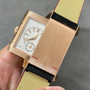 Rose gold case dualsided Reverso time zone alligator leather strap business men's waterproof automatic movement mechanical <b>watch</b> - Product Image 1