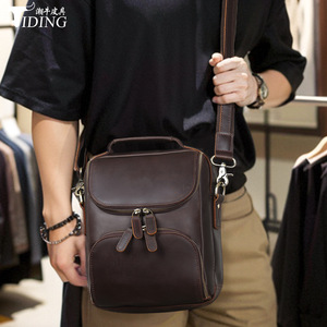Tiding Men's Crossbody <b>Bag</b> Genuine Leather Dark Brown Durable Everyday Use - Product Image 1